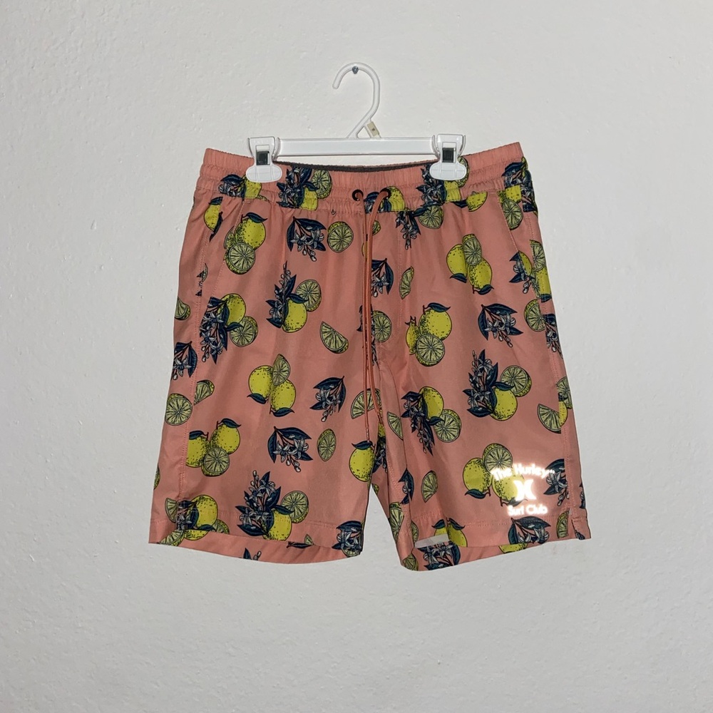 Jachs surf shop HB Pink swim board shorts w/ lemons stretch waist casual wear